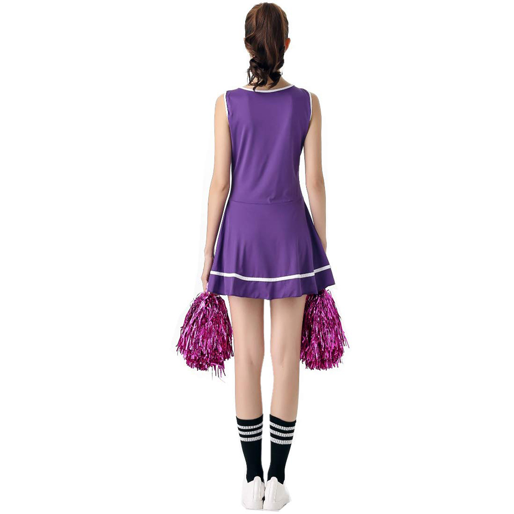 Disfraz de animadora púrpura Disfraz de animadora musical de escuela secundaria Uniforme sin pompones