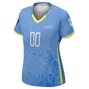 Camiseta de fútbol personalizada con logotipo de la Copa Mundial de Uruguay impresa para mujer