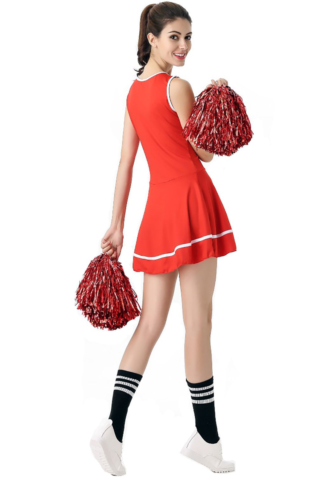 Disfraz de animadora roja Disfraz de animadora musical de escuela secundaria Uniforme sin pompones