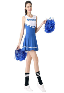 Disfraz de animadora azul Disfraz de animadora musical de escuela secundaria Uniforme sin pompones