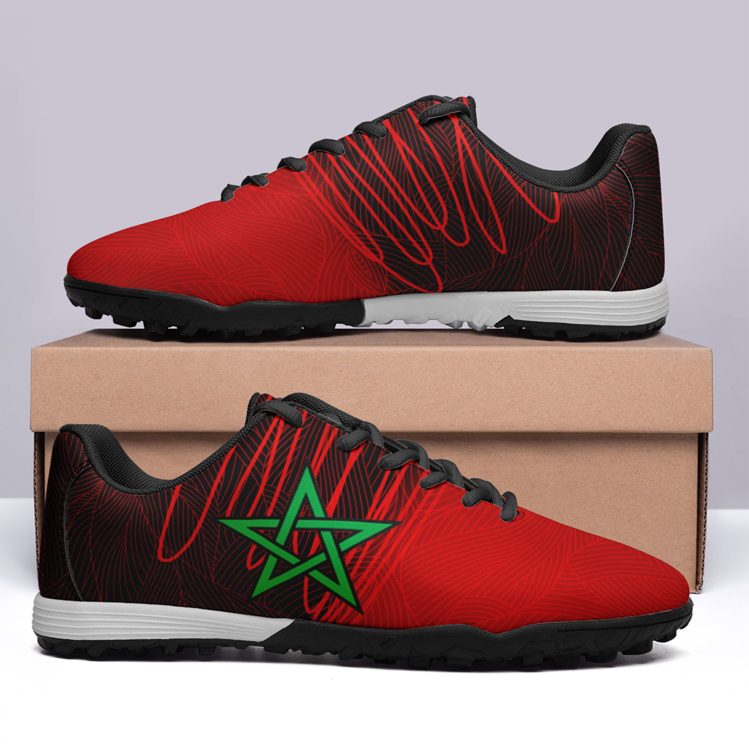 Zapatos personalizados de fútbol del equipo de Marruecos de la Copa Mundial 2022